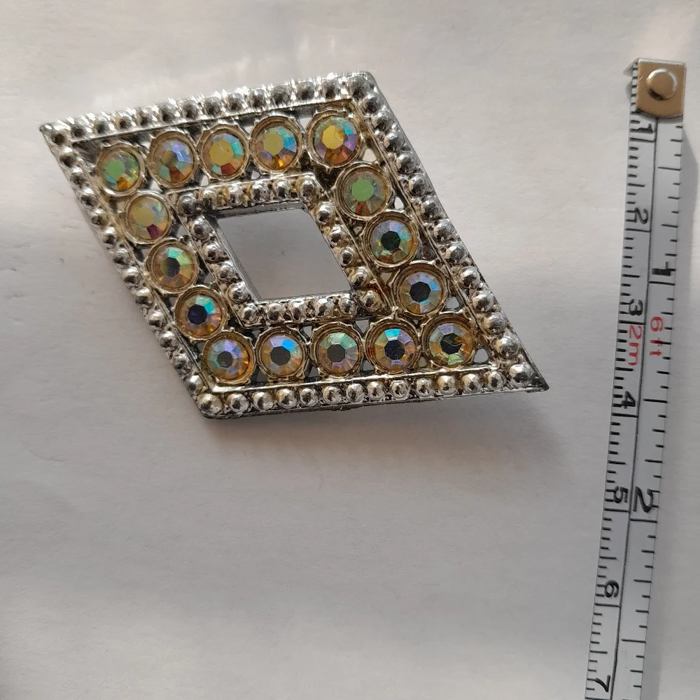 Silver Tone Geometric Vintage Brooch